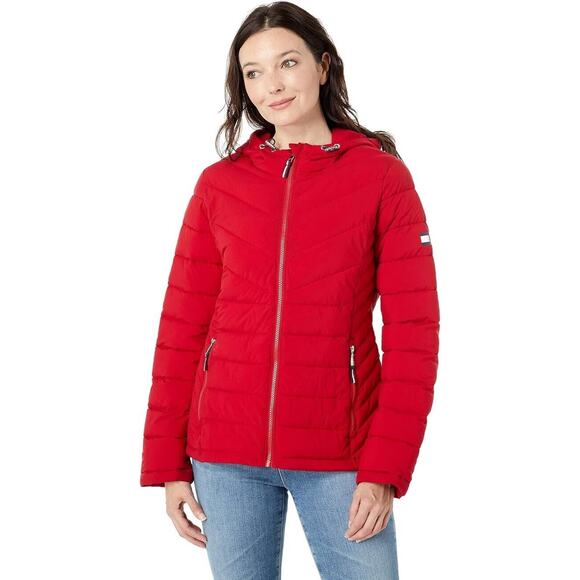 Tommy Hilfiger Puffer Ski Coat Jacket THFlex Coat (Size Small) Crimson Red NWT